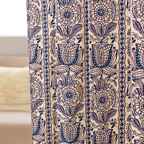 ルネッサンス調花柄イラストのカーテン